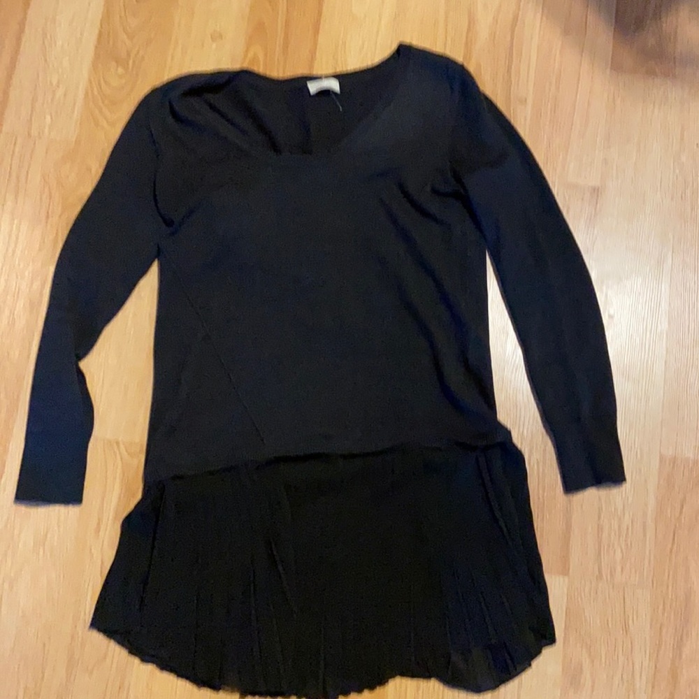 Wrap light sweater with unique black ruffle